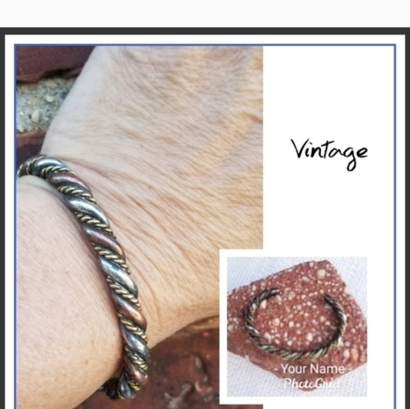 Vintage tri color open bangle bracelet - Picture 9 of 9